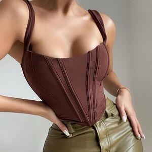 Ninetta Chocolate Mesh Corset by HOUSE OF CB